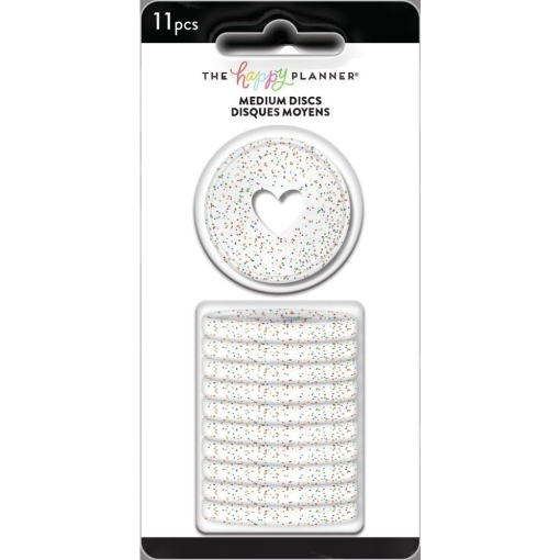 Picture of Happy Planner Medium Discs 1.25" Clear Rainbow Glitter | Διάφανοι Δίσκοι Βιβλιοδεσίας με Glitter, 11 τεμ.