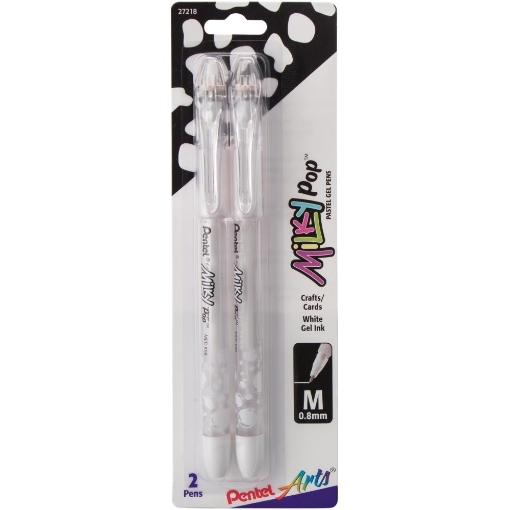Picture of Pentel Milky Pop | Λευκά Στυλό Gel 0,8mm για Σκούρο Χαρτί, 2 τεμ.