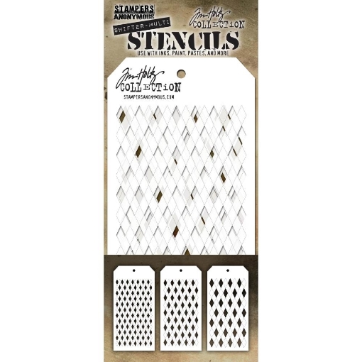 Picture of Tim Holtz Layered Στένσιλ Σετ – Shifter Multi Harlequin, 3τεμ. 