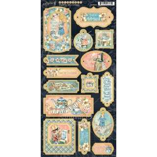 Picture of Graphic 45 Chipboard Die-Cuts 6”x12” Διακοσμητικά Εφήμερα  – Alice's Tea Party, 15τεμ