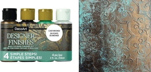 Picture of DecoArt Designer Finishes Paint Pack – Σετ Βαφών Εφέ Χυτού Μπρονζέ Μετάλλου (Cast Bronze)
