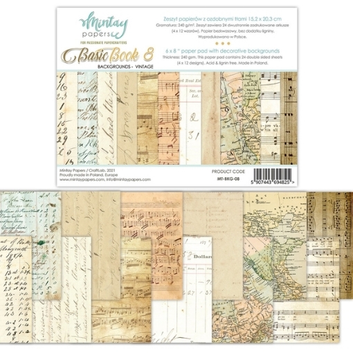 Picture of Mintay Papers Basic Book 8 – Background Vintage 6''×8'' | Μπλοκ Scrapbooking Φόντων