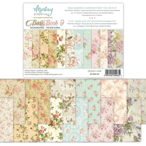 Picture of Mintay Papers Basic Book 9 – Background Vintage Floral 6''×8'' | Scrapbooking Background Paper Pad