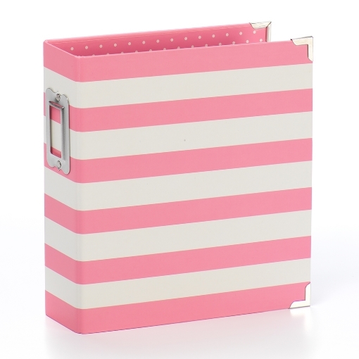 Picture of Simple Stories Sn@p! Striped Designer Binder 6"X8" - Pink Stripe
