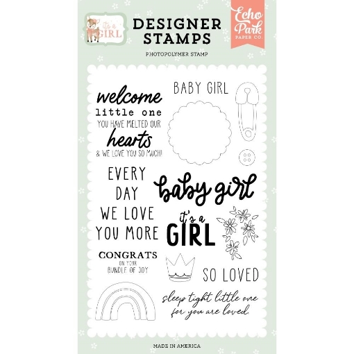 Picture of Echo Park Clear Stamps Set Σετ Διαφανείς Σφραγίδες It's a Girl - Baby Girl, 14τεμ