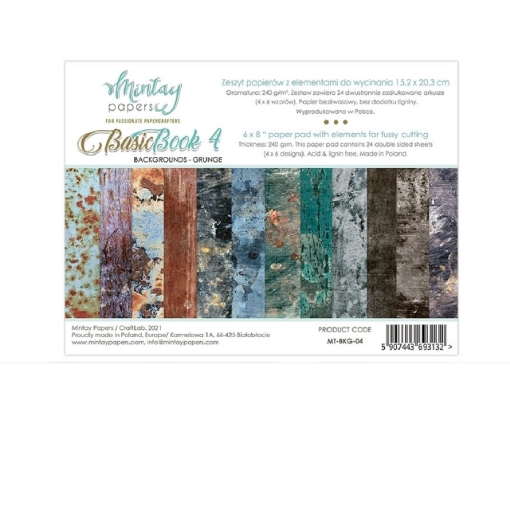 Picture of Mintay Papers Basic Book 4 – Backgrounds Grunge 6''×8'' | Μπλοκ Scrapbooking Grunge Φόντων