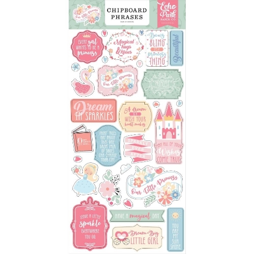 Picture of Echo Park Chipboard Phrases | Ανάγλυφα Αυτοκόλλητα με Τίτλους & Φράσεις – Our Little Princess, 33τεμ.