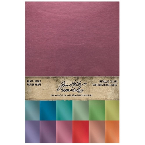 Picture of Tim Holtz Idea-Ology Kraft-Stock Metallic Colors | Μπλοκ Χαρτιών Cardstock , 24 Φύλλα