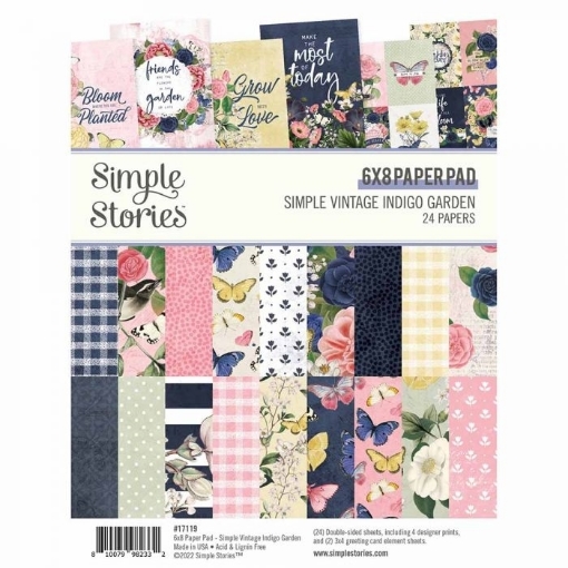 Picture of Simple Stories Μπλοκ Scrapbooking  Διπλής Όψης 6"X8" - Simple Vintage Indigo Garden