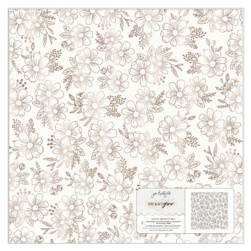 Picture of American Crafts Specialty Paper 12"X12" - Live & Let Grow, Watercolor Paper W/Gold Foil