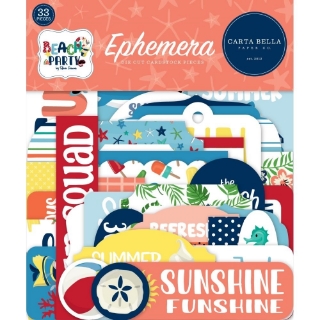 Picture of Carta Bella Cardstock Ephemera | Διακοσμητικά Στοιχεία απο Cardstock - Beach Party (33 τεμ.)
