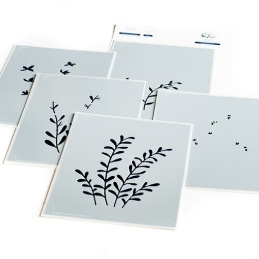 Picture of Pinkfresh Studio Layering Stencils | Σετ Στένσιλ με Floral Σχέδιο - Enchanting Meadows, 5 τεμ.