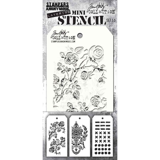 Picture of Stampers Anonymous Tim Holtz Mini Layered Στένσιλ Σετ – Thorned, Markings & Crest Set 53, 3 τεμ.