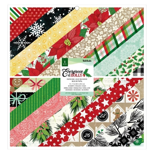 Picture of American Crafts Vicki Boutin Double-Sided Paper Pad Μπλοκ Scrapbooking Διπλής Όψης 12'' x 12'' -  Evergreen & Holly
