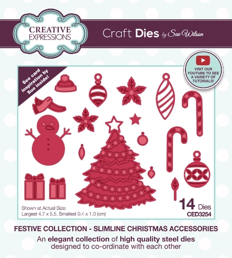 Picture of Creative Expressions Craft Μήτρες Κοπής Από την Sue Wilson - Slimline Christmas Accessories, 14τεμ.