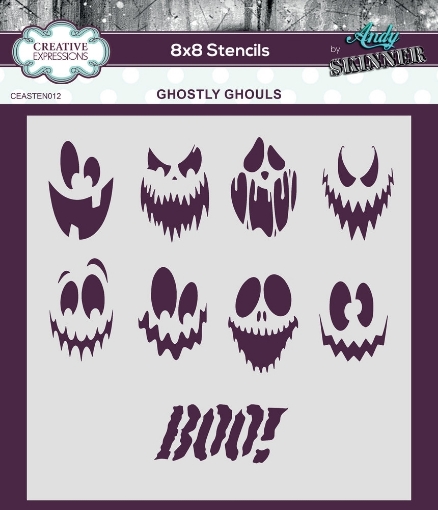 Picture of Creative Expressions Στένσιλ Από τον Andy Skinner 8" x 8" - Ghostly Ghouls