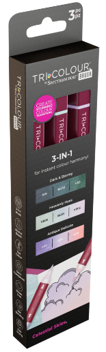 Picture of Spectrum Noir TriColour Brush Markers Μαρκαδόροι Οινοπνεύματος 3 σε 1 - Celestial Skies, 3τεμ.  (9 Χρώματα)