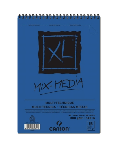 Picture of Canson XL Mix Media Pad  - Μπλοκ Ακουαρέλας & Mixed Media, 300gsm /A5