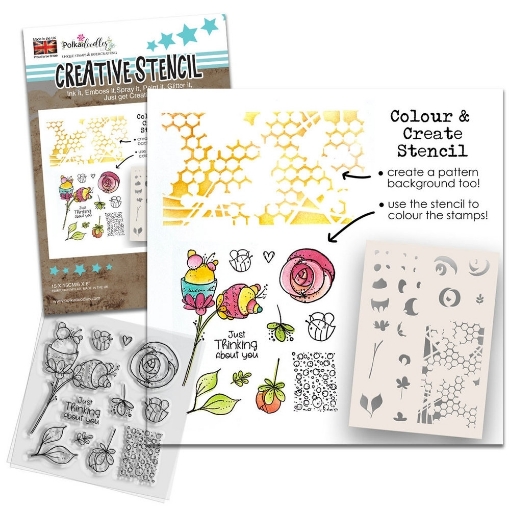 Picture of Polkadoodles Colour & Create 2-in-1 Στένσιλ - Funky Rosy Posy 