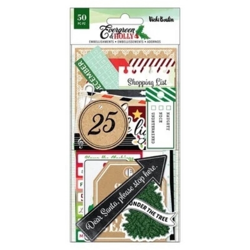 Picture of American Crafts Vicki Boutin Cardstock Die Cuts Διακοσμητικά Εφήμερα - Evergreen & Holly, Journaling, 50τεμ.