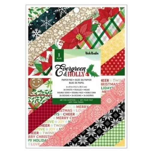 Picture of American Crafts Vicki Boutin Double-Sided Paper Pad Μπλοκ Scrapbooking Διπλής Όψης 6'' x 8'' -  Evergreen & Holly