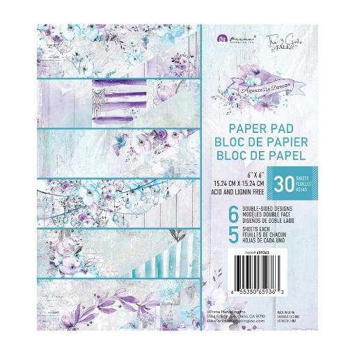 Picture of Prima Marketing Μπλοκ Scrapbooking Διπλής Όψης 6"X6" - Aquarelle Dreams