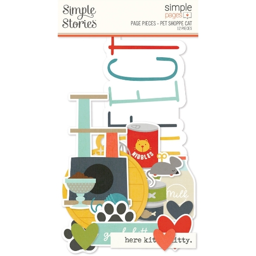 Picture of Simple Stories Simple Pages Page Pieces | Μεγάλα Διακοσμητικά Εφήμερα – Pet Shoppe, Cat Collection, 12τεμ.
