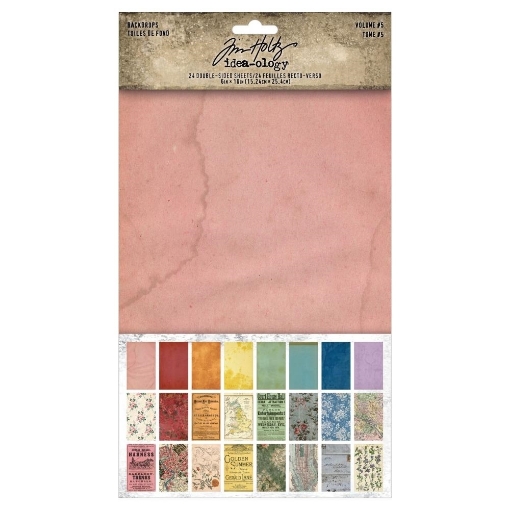 Picture of Tim Holtz Idea-Ology Backdrops  Volume 5 | Χαρτιά Cardstock Διπλής Όψης 6"x10", 24 τεμ.