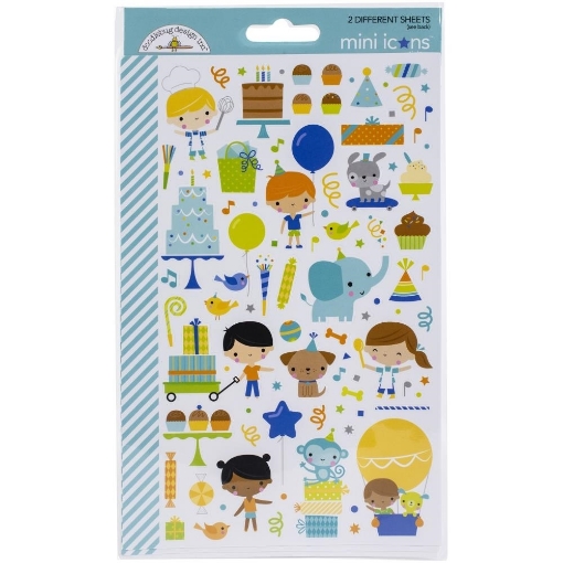 Picture of Dooblebug Mini Cardstock Stickers - Μίνι Cardstock Αυτοκόλλητα - Party Time Icons, 100τεμ.