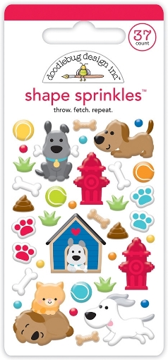 Picture of Doodlebug Design Throw. Fetch. Repeat. Shape Sprinkles | Ανάγλυφα Αυτοκόλλητα με Σκυλάκια – Doggone Cute, 37τεμ.