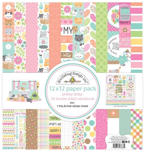 Picture of Doodlebug Design Pretty Kitty Collection Kit | Χαρτιά Scrapbooking Διπλής Όψης 12" x 12" & Αυτοκόλλητα