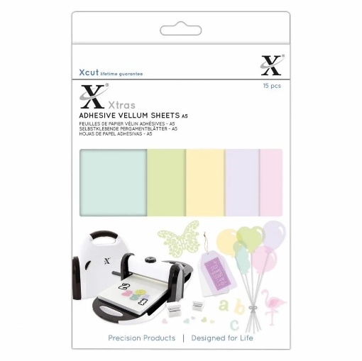 Picture of Xcut Adhesive Vellum Sheets - Αυτοκόλλητα Φύλλα Περγαμηνής A5 - Χρωματιστά, 15τεμ.