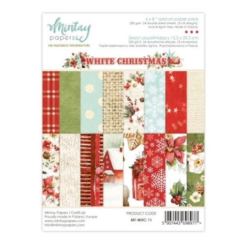 Picture of Mintay Papers Add-On Paper Pack White Christmas 6"×8" – Μπλοκ Scrapbooking Διπλής Όψης