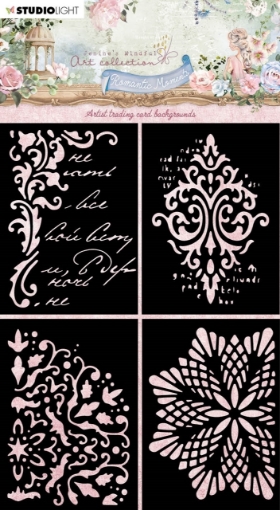 Picture of Studio Light Jenine's Mindful Art Mask Στένσιλ - Romantic Moments, Artist Trading Card Backgrounds, 4τεμ.