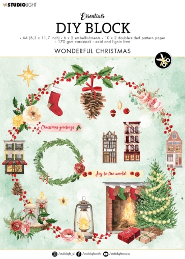Picture of Studio Light Essentials Μπλοκ Scrapbooking Διπλής Όψης DIY A4 - Wonderful Christmas