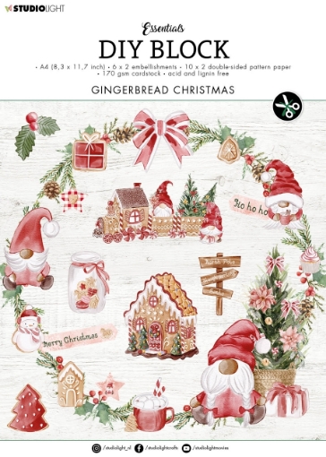 Picture of Studio Light Essentials Μπλοκ Scrapbooking Διπλής Όψης DIY A4 - Gingerbread  Christmas
