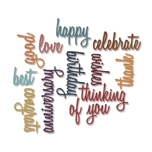 Picture of Sizzix Thinlits Dies By Tim Holtz Μήτρες Κοπής - Celebration Words: Script, 13τεμ.