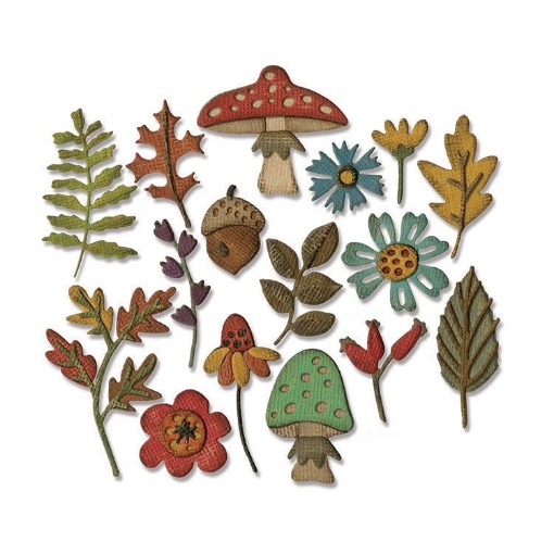 Picture of Sizzix Thinlits Dies By Tim Holtz Μήτρες Κοπής - Funky Foliage, 16τεμ.
