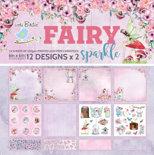 Picture of Little Birdie Cardstock Pack Μπλοκ Χαρτιά Scrapbooking 6"X6" - Fairie Sparkle