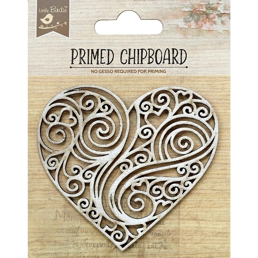 Picture of Little Birdie Laser Cut Primed Chipboard - Loving Heart