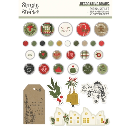 Picture of Simple Stories Διακοσμητικά Αυτοκόλλητα Brads - The Holiday Life, 32τεμ.