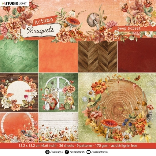 Picture of Studio Light Μπλοκ Scrapbooking Διπλής Όψης 6"X6" - Autumn Bouquets