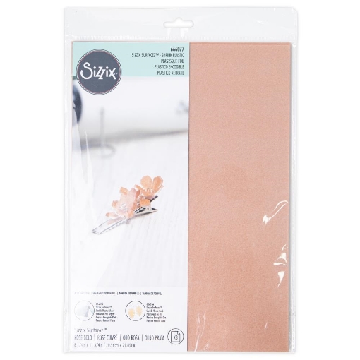Picture of Sizzix Surfacez Metallic Shrink Plastic Rose Gold 8.25" x 11.75" | Φύλλα Πλαστικού που Συρρικνώνεται, 8 τεμ.