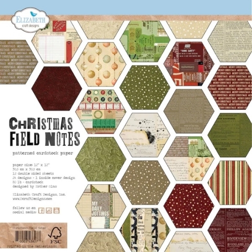 Picture of Elizabeth Craft Designs Συλλογή Χαρτιών Scrapbooking Διπλής Όψης 12"X12" - Christmas Field Notes