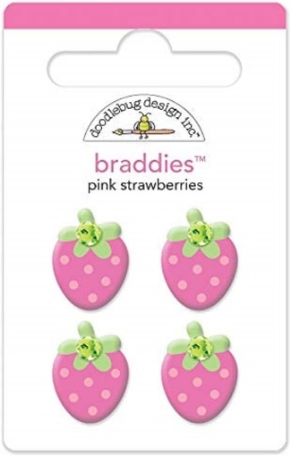 Picture of Doodlebug Design Braddies Αυτοκόλλητα Brads - Pink Strawberries, 4 τεμ.