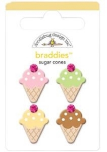 Picture of Doodlebug Design Braddies Αυτοκόλλητα Brads - Sugar Cones, 4 τεμ.