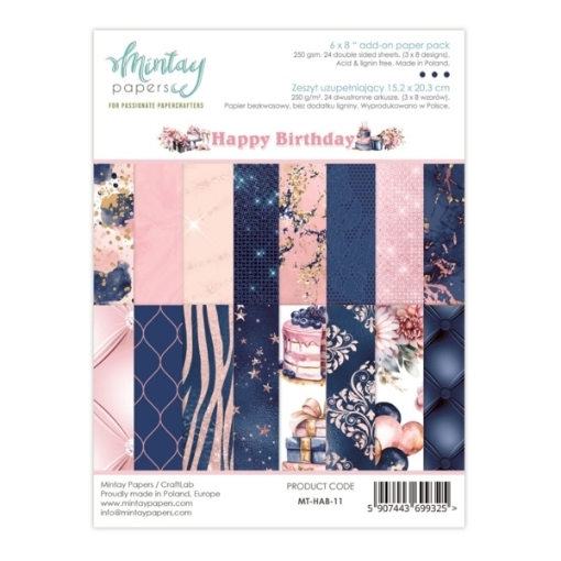 Picture of Mintay Papers Add-On Paper Pack Happy Birthday 6"×8" – Μπλοκ Scrapbooking Διπλής Όψης