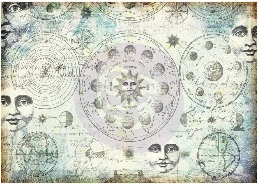 Picture of Finnabair Mixed Media Tissue Paper – Solar – Σετ με Διακοσμητικά Χαρτιά Υφής με Ουράνια & Αστρονομικά Μοτίβα, 6 Φύλλα