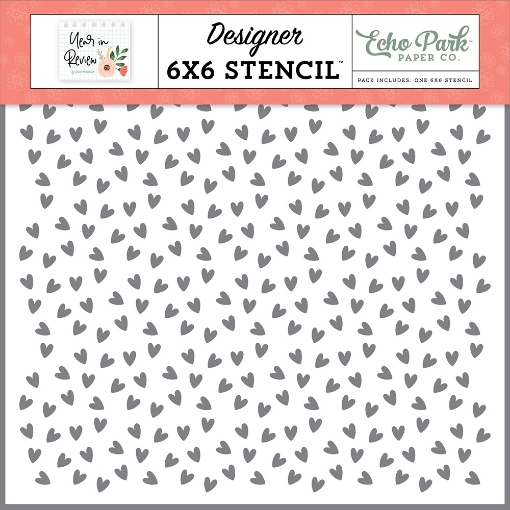 Picture of Echo Park Στένσιλ 6"x6" - Year In Review, Small Heart Scatter