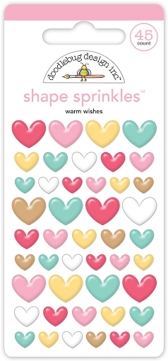 Picture of Doodlebug Shape Sprinkles | Gingerbread Kisses Warm Wishes Heart Stickers, 45pcs